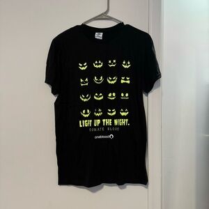 NWOT Halloween Jack-O-Lantern Pumpkin Faces Oneblood Glow in the Dark T-Shirt